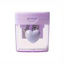 1pc Random Color 1Set Cute Macaron-Colored Pencil Sharpener With Two Holes Lid - Sky Blue/Light Green/Pink, Perfect For Art & Crafts, Perfect For Winter, New Year
