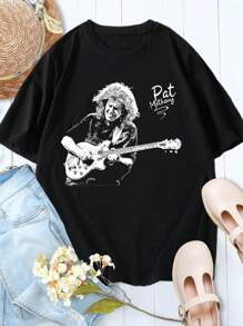 Pat Metheny Women's White T-Shirts Official Merch Concert Tees Band Shirts Music Apparel - Black - View 1