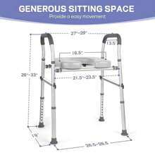 Broadfashion Raised Toilet Seat With Handles, Toilet Seat Riser For Seniors With With Side Pocket, Adjustable Height, 300lb Handicap Elevated Toilet Seat For Elderly, Pregnant, Fit Any Toilet - as shown - View 6