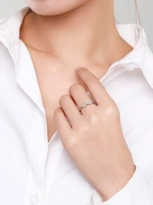 1pc Fashion 925 Sterling Silver Simple Crown Finger Ring Elegant Clear Zirconia Rings For Women Girls Party Jewelry - Silver - View 2