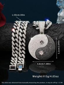 Hip Hop Icy Cuban Link Chain, modny urok Tai Chi wisiorek naszyjnik biżuteria modowa naszyjniki dla