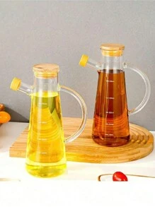 1pc Glass Olive Oil Dispenser Bottle With Measurement Marks, Leak-Proof Oil Bottle, Seasoning Bottle, Vinegar Bottle, Kitchen Condiment Container For Outdoor Barbecue, Camping, Picnic, Kitchen Accessory