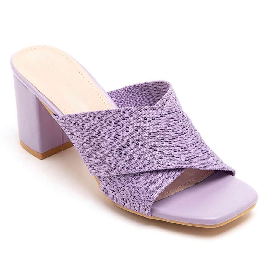 Casual Versatile Minimalist High Heel Sandals, Summer - Purple - View 1