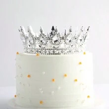1 pieza Hermosa corona de cristal grande de decoración para tarta, decoración para tarta de cumpleaños