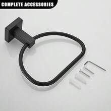 Matte Black Hand Towel Holder, Bathroom Towel Ring, Bath Hand Towel Hangers Wall Mounted Half Round Modern - màu đen - Xem 6