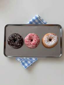 2 个蛋糕托盘，1 大 1 小，两件式甜点盘，不锈钢矩形蛋糕和甜点小吃拼盘，适用于咖啡厅和下午茶，304 不锈钢（非 201 材质） - 彩色 - 查看 7