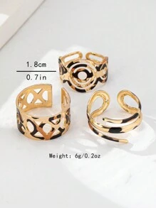 3 buc/Set Inele cu model spiralat cu picătură de apă cu picătură de apă cu imprimeu leopard, potrivite pentru cadouri, petreceri, ținute zilnice, casual șic