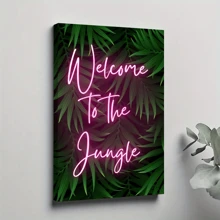1pc Framed Canvas Poster, Welcome To The Jungle Wall Art Canvas Paintings, Ideal Gift For Bedroom Living Room Corridor, Wall Art, Room Decoration