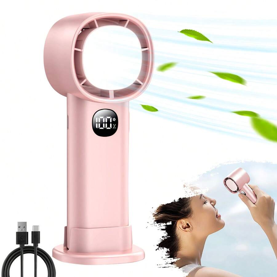 带 LED 灯的迷你风扇、便携式户外露营风扇、USB 充电台扇、台式冷却风扇、户外灯和小型台灯,适用于学生、宿舍、露营、办公室、礼物 - 彩色 - 查看 1
