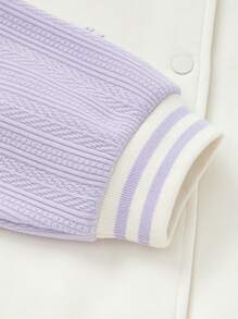 Balabala Girls' Color-Block Baseball Jacket, Spring Preppy Look