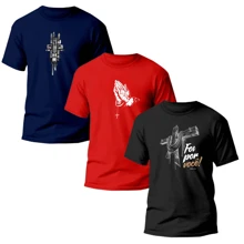 KIT 3 RELIGIOUS Printed Shirts 100% Unisex Men's T-Shirts