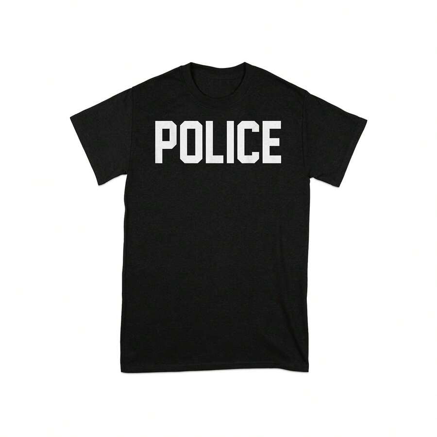 Police T-Shirt, Law Enforcement Graphic Tee, Police Officer Gift, Bold Police Print Shirt, Law Enforcement Apparel, Police Port Tee - 黑色 - 查看 1