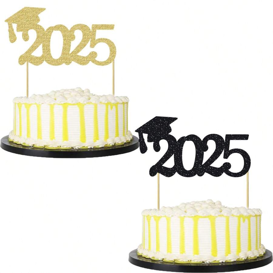 Graduation Cupcake Toppers Grad Party Decoration Food Picks Congrats Glitter Diploma Cap School Colors Supplies 24 PCS Purple Gold