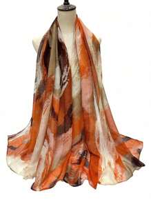 1pc Women's Bohemian Style Watercolor Tie-Dye Print Lightweight Soft Muslimhead Scarf/Wrap, Casual Sunshade Decor Shawl, Suitable For Daily Wear