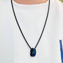 Personalized Stainless Steel Round Pendant Necklace With Intricate Design - Custom Name, Ideal Gift For Father, Boyfriend On Valentine's Day, Christmas, Father's Day