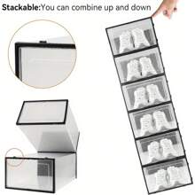 6 X Clear Plastic Shoe Storage Boxes Drawer Stackable Foldable Durable Organiser - Variant1 - View 3