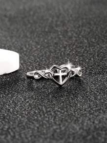 Anillo de Body completo con corazón de plata de ley 925 con la letra en inglés "Con Dios todo es posible", accesorio cotidiano