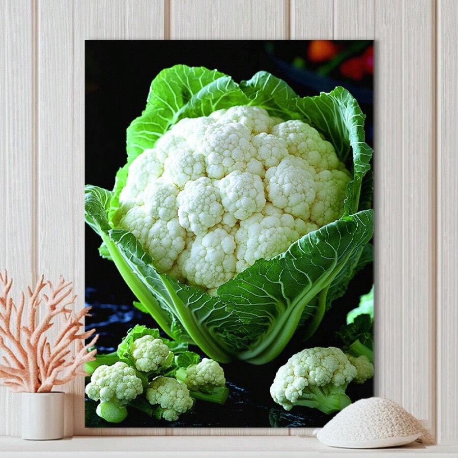 1 Pc Fashion Cauliflower Canvas Art  Wooden Framed Canvas Painting -  Thickness 2.25cm/0.9inch,Home Gift Decoration, Room Decoration Aesthetic, Wall Decoration Art, Perfect Gift, Autumn And Winter Wall Decoration, Living Room Decoration, Bedroom Decoration, Kitchen Decoration, Entry Decoration, Bathroom Decoration, Direct Wall Painting, High Quality Wall Painting Poster - Multicolor - View 1