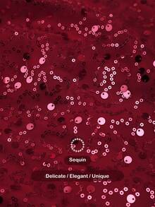 EVERPRETTY Váy sequin dài tay màu đỏ tía thanh lịch mùa thu đông phù hợp cho tiệc cưới, dạ hội, tiệc tốt nghiệp, tiệc trang trọng, váy mẹ cô dâu - Màu Đỏ Sâu - Xem 8