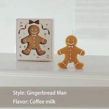 1pc Christmas A Soybean Wax Material Christmas Gingerbread Man Scented Candle, Lovely Christmas Wind Home Gingerbread Man Candle Decoration, Suitable For Christmas Decoration, Home Decoration, Table Decoration, Table Decoration, Christmas Holiday Gifts, With Gifts, Four Seasons Universal Candles, Coffee And Milk Scented Candles, Candle Decoration