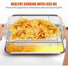 2 Pack Air Fryer Basket,Extra Large Air Fryer Basket And Tray,Stainless Steel Oven Air Fryer Pan Rack For Cooking,Baking And Broiling - White - View 2