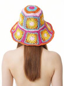 LEAJOURNO. 1pc Exotic Hollow Out Vintage Floral Bucket Hat, Hyuna Style Foldable Bucket Hat