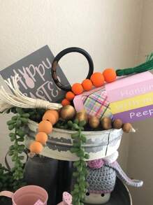 5 件木珠胡萝卜，胡萝卜分层托盘装饰，复活节分层托盘装饰，农舍装饰 - 彩色 - 查看 4