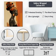 1pc Framed Canvas Poster, African American Women Black Vogue Girl Wall Art Canvas Paintings, Ideal Gift For Bedroom Living Room Corridor, Wall Art, Room Decoration
