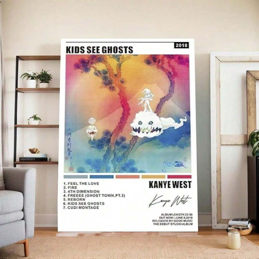 Framed Sedtrans Music Poster  Poster West KIDS SEE GHOSTS Album Cover Canvas Poster Bedroom Decor Landscape Office Room Decor Gift - 裱框 - 查看 1