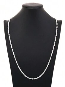 1pc European & American Style Minimalist Twist Rope Chain Necklace, Unisex Spring Personalized Versatile Necklace Accessory, Everyday Wear Gift - Necklace - View 1