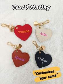 Customized Colorful Heart-Shaped Leather Keychain, Distinctive Car Pendant,Bag Charm Suitable For Daily Use As Accessory Decoration, Ideal Gift For Family And Friends