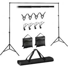 Photography Backdrop Stand Kit 10ft X 7ft Adjustable Background Stand Support System For Studio Photoshoot, Portrait, Wedding Parties