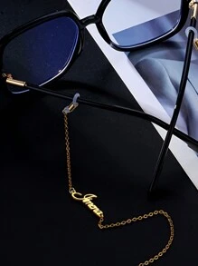 Personalized Simple Name Glasses Chain For Women And Men, Stainless Steel Personalized Sunglasses Chain, Mask Lanyard, Suitable For Valentine's Day Gift, Best Commemorative Jewelry