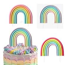 Regenbogenkuchen-Topper, dreidimensionales Wolken-Regenbogen-Design Kuchenstecker für Party, Geburtstag, Hochzeitstorte Dekorationen und Zubehör Regenbogenkuchen-Topper