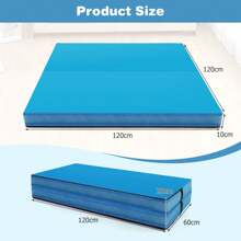 4F Folding Gymnastics Mat 10cm Thick Foam Tumbling Mats With Carry Handles-Blue - Blue - View 2