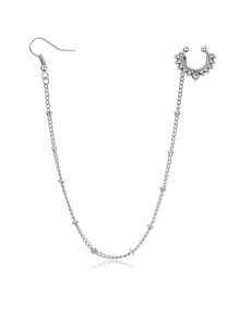CIZME 1Pc/Set Fake Septum Rings Septum Piercing Nose To Ear Chain Jewelry Rhinestone-Stud Dangle Nose Chain Piercing Jewelry Faux Nose Ring Chain Non Pierced Clip On Dangle Septum Earrings For Women