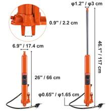 Hydraulic Long Ram Jack, 3 To 8 Ton Engine Hoist Cylinder, With 1 To 2 Piston Pump Or Air Pump And Clevis Base Or Flat Base Hydraulic Ram Cylinder For Engine Lift Hoists Hydraulic Garage Shop Cranes Mechanical Farm - 8 Ton Air Pump Single Piston Pump Clevis Base - 查看 9
