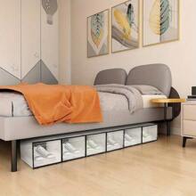 6 X Clear Plastic Shoe Storage Boxes Drawer Stackable Foldable Durable Organiser - Variant1 - View 1