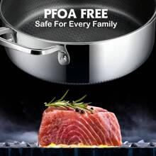 Frying Pans Nonstick With Lid,Hybrid Non Stick 5 Quart Saute Pan,PFOA Free Cookware,Stainless Steel Skillet,12 Inch Deep Saute Pan,Dishwasher And Oven Safe,Works On Induction,Ceramic And Gas Cooktops - 5QT / 附輔助手柄 - 查看 3
