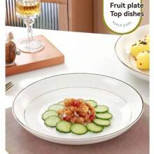 8-Inch Handpainted Gold-Lined, New Design, Gold-Rimmed Ceramic Round Plate, Nordic Style, Minimalist Steak Plate, Fruit Plate, Dessert Plate, Appetizer Plate, Serving Dish, Kitchen Dining Utensil