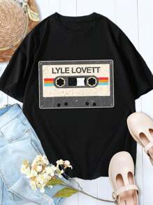 Kurnia Marga Vintage Cassette Tape Lyle Lovett Women's T-Shirt - Retro Music Tee 80s 90s Style Country Music Shirt