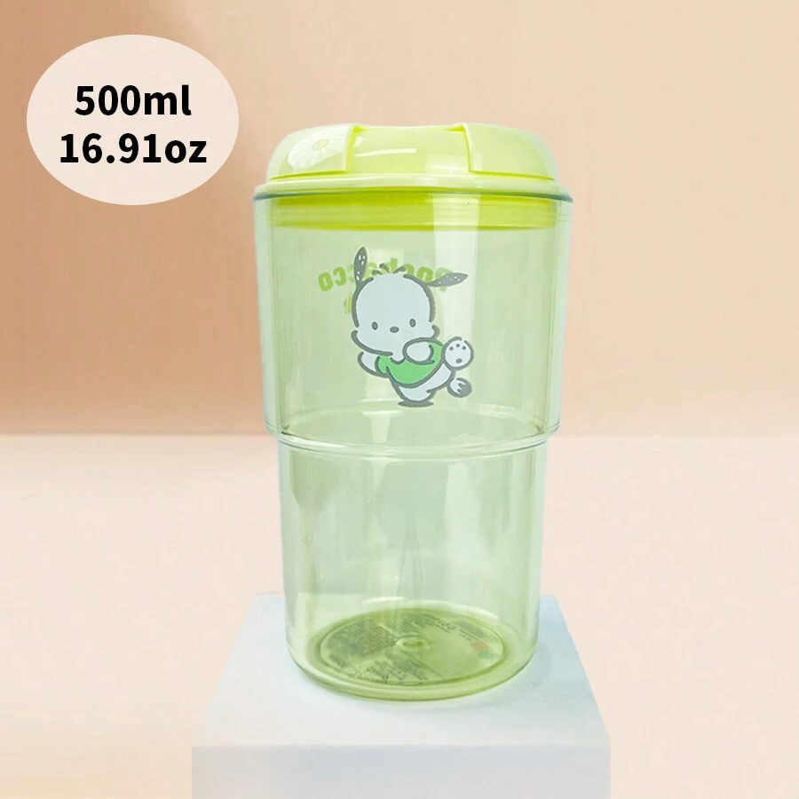 Miniso Cốc cà phê lạnh di động 500ml/16.91oz hình nhân vật Sanrio - Cốc giữ nhiệt hình hoạt hình dễ thương (1 chiếc) - Màu vàng - Xem 1