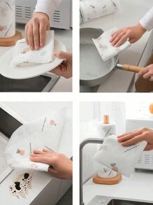 50/100 件松垮抹布、一次性厨房巾、可洗洗碗巾、抹布、不粘油抹布、除油湿巾、家用抹布、干布、清洁用品、清洁工具（随机印刷） - 彩色 - 查看 7