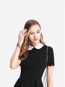 1pc Black & White Simple Classic Versatile Chiffon Detachable Collar For Dress For Christmas Decor - Chiffon False Collar - View 3