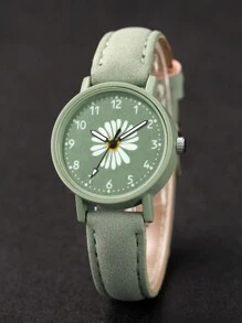 2 件/套女士时尚数字表盘石英表 + 花卉手链，不含表盒 - 綠色 - 查看 6