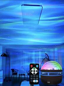 USB Powered RGB Water Wave Ripple Projection Lamp, Starry Galaxy Aurora Decorative Lighting With Remote Control For Bedroom Bedside Night Light - Multicolor - View 13