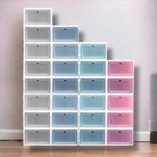 6PCS SHOE STORAGE WITH THICK TRANSPARENT FLAP DUSTPROOF MULTICOLOR - Multicolor - View 1