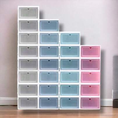 6 PZ ALMACENAMIENTO DE ZAPATOS CON SOLAPA TRANSPARENTE GRUESA A PRUEBA DE POLVO MULTICOLOR