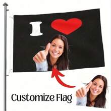 1 Pc Customized "I Love" Theme Garden Flag - 3x5 Ft, Durable Fade-Resistant Polyester, With Grommets For Easy Hanging, Suitable For Yard, Porch, And Indoor Decor, Bedroom Aesthetics, Home Tea Room, Bedroom, Living Room, Mother's Day, Christmas, Great Gift For Boyfriend/Girlfriend