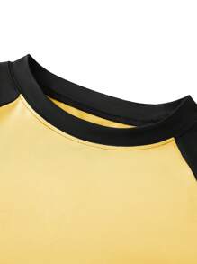 Beauace Womens Slim Fit Tops Casual Contrast Color Raglan Long Sleeve Basic T Shirt Blouses For Club Streetwear Aesthetic Clothes - Yellow - View 8